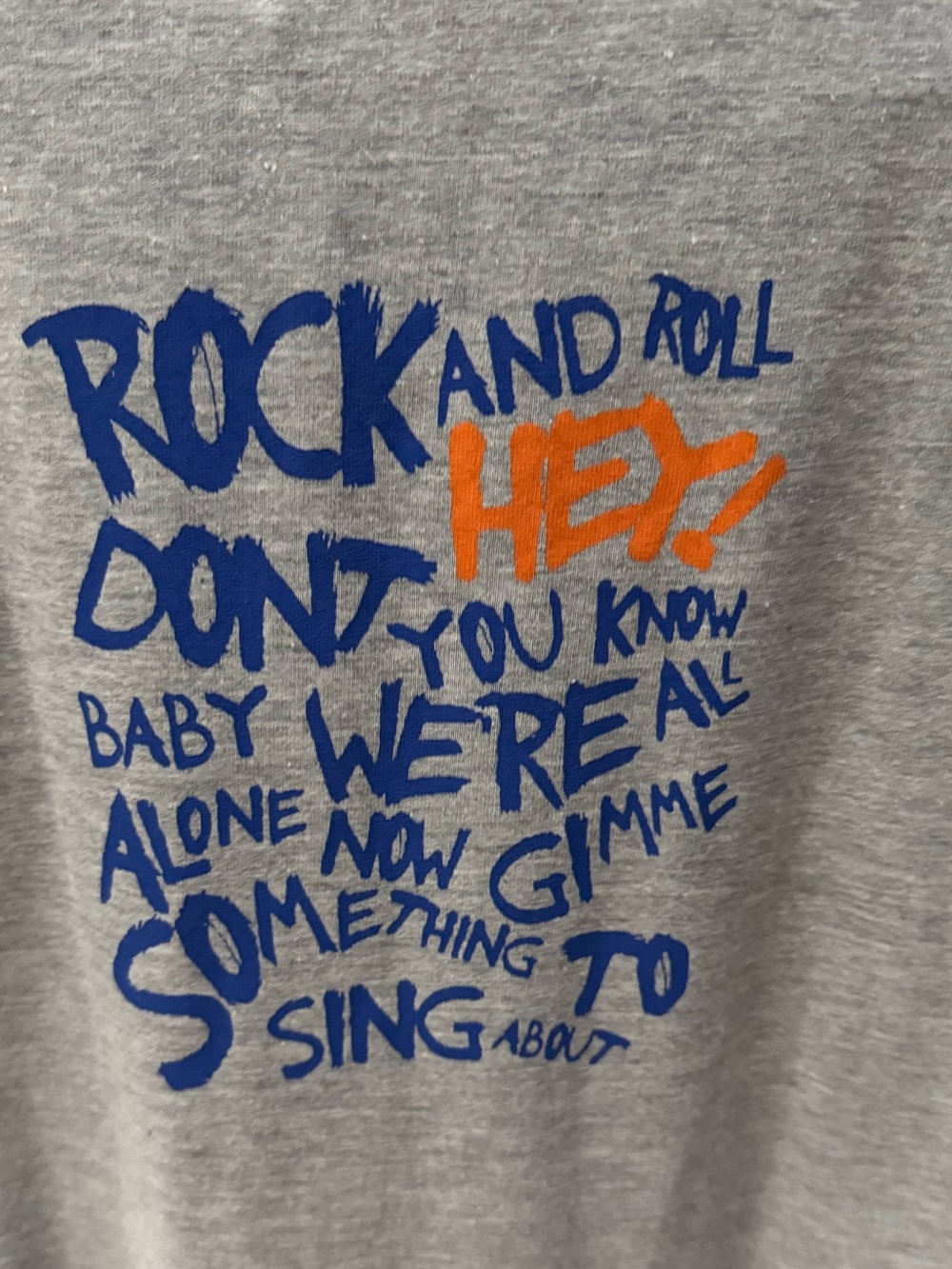 Kids Grey Graphic Tee with Blue & Orange Rock Print